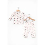 Baby Corner Bebek Pijama Takımı - 3 Ay - Ekru - Kırmızı