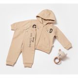 Baby Cosy Babycosy Organik Kapüşonlu Ceket & Pantolon Takımı - Bej - 9 - 12 Ay