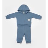 Baby Cosy Babycosy Organik Kapüşonlu Sweatshirt & Pantolon Seti - Petrol - Sarı - 1 - 1,5 Yaş