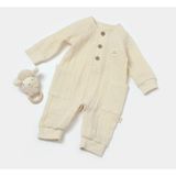 Baby Cosy BabyCosy Organik Müslin Cepli Salopet - 1 - 1,5 Yaş - Ekru