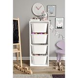 Baby Darling %100 Mdf - Large Mono 4 Büyük Sepetli Oyuncak Dolabı (largemono4sepet-4b-beyaz)