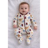 Baby Desenli Fermuarlı Tulum Krem
