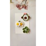 Baby El örgüsü az saçlı bebek tokası Handmade 3'lü set