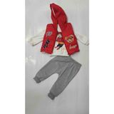 Baby Hi Şişme Yelekli Uzun Kol Sweat Li 3 Lü Bebek Takımı - 9 - 12 Ay - 00Kırmızı