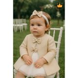 Baby Hola 0-24 Ay Kız Bebek Ince Mantolu Bayramlık Gelinlik Abiye Saç Bandı Ceket Elbise 3'lü Takım 1070 - Kahverengi - 6 - 9 Ay
