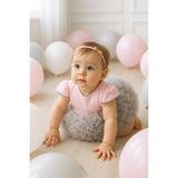 Baby Hola 0-3 Yaş Doğum Günü Parti Konsept Tütü Pırıltılı Bebek Elbisesi Pembe Gri - 0 - 3 Ay - Pudra - Gri
