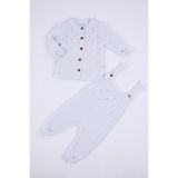 Baby Hola %100 Triko Kız Erkek Bebek Çocuk Salopet Hırka 2'li Takım 5803 - Mavi - 1 - 1,5 Yaş