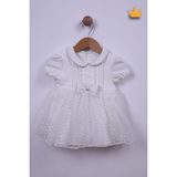 Baby Hola Babyhola %100 Pamuk Kız Bebek Bayramlık Fiyonk Detaylı Elbise 2346 - 9 - 12 Ay - Ekru