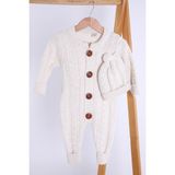 Baby Hola Babyhola Kalın Triko Kız Erkek Bebek Çocuk Kışlık Bereli Tulum Takım 5711 - 3 - 6 Ay - Ekru