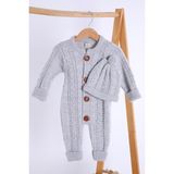 Baby Hola Babyhola Kalın Triko Kız Erkek Bebek Çocuk Kışlık Bereli Tulum Takım 5711 - 6 - 9 Ay - Gri