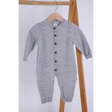 Baby Hola Babyhola Organik Triko Kız Erkek Bebek Çocuk Bereli Tulum Takım 5717 - Gri - 3 - 6 Ay