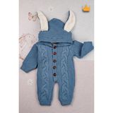 Baby Hola Babyhola Triko Içi Velsoft Kız Erkek Bebek Tavşan Kulaklı Tulum 2800 - 6 - 9 Ay - Indigo