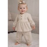 Baby Hola Bohem Tarz Müslin Kız Bebek Dantel Detaylı Bluz ve Büzgü Paça Ikili Set Takım Babyhola 2008 - 12 - 18 Ay - Kahverengi