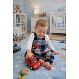 Baby Hola Ekoseli Araba Desenli Erkek Bebek Salopet 2'li Takım Babyhola 2204 - Kahverengi - 3 - 6 Ay