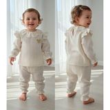 Baby Hola Fiyonk Detaylı Simli Müslin Kız Bebek Üst ve Pantolon Ikili Set Takım Babyhola 2006 - 6 - 9 Ay - Gold