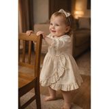 Baby Hola Kız Bebek Çocuk Bayramlık Elbise Waffle Dokuma Önden Fırfırlı 2014 - 18 - 24 Ay - Bej