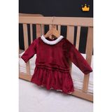 Baby Hola Kız Bebek Çocuk Şık Bayramlık Nostaljik Kadife Elbise 13542 - 2 - 3 Yaş - Bordo