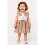 Baby Hola Kız Bebek Müslin Sıfır Kol Yazlık Elbise 15234 - Kahverengi - 9 - 12 Ay