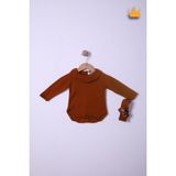 Baby Hola Kız Bebek Triko Bandana Badi 2'li Set Yenidoğan Konsept Çekim Kostümü 9000 - 0 - 3 Ay - 01-Turuncu