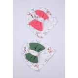 Baby Hola Kurdeleli Desenli Bebek Bone Şapka Bere 2'li Set 0-6 Ay Hediyelik 1758 - Yeşil