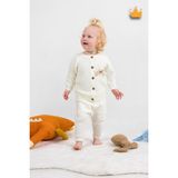 Baby Hola Triko Hırka Pantolon Ikili Fiyonklu Kız Bebek Takım 2792 - Krem - 6 - 9 Ay