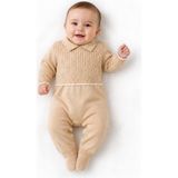Baby Hola Unisex Triko Patikli Bebek Tulum 5603 - Bej - 6 - 9 Ay