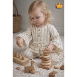 Baby Hola Volan Kollu Simli Müslin Kız Bebek Üst ve Pantolon Ikili Set Takım Babyhola 2011 - 9 - 12 Ay - Kahverengi