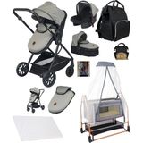 Baby Home 1010 Qool Yeni Doğan 8 In 1 Full Set Travel Sistem Bebek Arabası 505 Anne Yanı Sepet Beşik - Füme