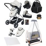 Baby Home 1010 Qool Yeni Doğan 8 In 1 Full Set Travel Sistem Bebek Arabası 505 Anne Yanı Sepet Beşik - Grey - Black
