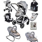Baby Home 7 In 1 Doğan Travel Sistem Bebek Arabası 990 Katlanabilir 25 kg Taşıma Kapasitesi Gri