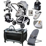 Baby Home 8 In 1 Yeni Doğan Set 990 Travel Sistem Bebek Arabası Lorelli Anne Yanı Beşik Oyun Parkı Yatak 370 Ana Kucağı - Gri