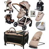 Baby Home 8 In 1 Yeni Doğan Set 990 Travel Sistem Bebek Arabası Lorelli Anne Yanı Beşik Oyun Parkı Yatak 370 Ana Kucağı - Kahverengi