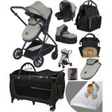 Baby Home 8 in 1 yeni ekonomi paketi 1010 Travel Sistem Bebek Arabası 560 Bebek Oyun Parkı Yatak Beşik - Füme