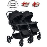 Baby Home 810 Ayrılıp Birleşebilen Çift Yönlü İkiz Bebek Arabası - Black Siyah