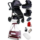 Baby Home 9 In 1 Set Baby Home 946 Single-To Travel Sistem Bebek Arabası ve 505 Maya Anne Yanı Bebek Sepeti Beşik - Füme