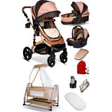 Baby Home 9 In 1 Set Baby Home 946 Single-To Travel Sistem Bebek Arabası ve 505 Maya Anne Yanı Bebek Sepeti Beşik - Kahverengi