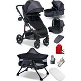 Baby Home 9 In 1 Set Baby Home 946 Single-To Travel Sistem Bebek Arabası ve 510 Lulla-Go Anne Yanı Bebek Sepeti Beşik - Füme