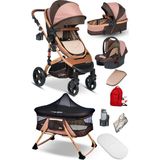 Baby Home 9 In 1 Set Baby Home 946 Single-To Travel Sistem Bebek Arabası ve 510 Lulla-Go Anne Yanı Bebek Sepeti Beşik - Kahverengi