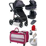 Baby Home 9 In 1 Set Baby Home 946 Single-To Travel Sistem Bebek Arabası ve 600 Nanny Oyun Parkı Park Yatak Beşik - Füme