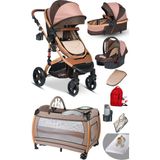 Baby Home 9 In 1 Set Baby Home 946 Single-To Travel Sistem Bebek Arabası ve 600 Nanny Oyun Parkı Park Yatak Beşik - Kahverengi