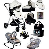 Baby Home 9 In 1 Yeni Doğan Full Set 1010 Travel Sistem Bebek Arabası 330 Sallanır Ev Tipi Ana Kucağı - Açık Gri