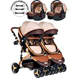 Baby Home 945 Gold Kahve Ayrılıp Birleşebilen Travel Sistem İkiz Bebek Arabası