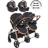 Baby Home 950 Gold Siyah Ayrılıp Birleşebilen Travel Sistem Ikiz Bebek Arabası
