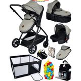 Baby Home 9in1 Yeni Doğan Set Full 1010 Travel Sistem Bebek Arabası 450 Park Yatak Oyun Alanı - Füme
