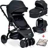 Baby Home BH-945 Paris Amortisörlü Travel Sistem Bebek Arabası - Siyah