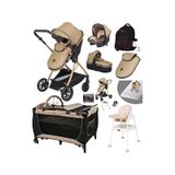 Baby Home Ekonomi Paket 10 In 1 1010 Travel Sistem Bebek Arabası 560 Oyun Parkı Yatak Beşik Ve Mama Sandalyesi altin-kahverengi