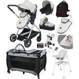 Baby Home Ekonomi Paket 10 In 1 Set 1010 Travel Sistem Bebek Arabası 560 Oyun Parkı Yatak Beşik 1450 Mama Sandalyesi - Gri