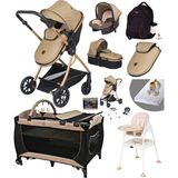 Baby Home Ekonomi Paket 10 In 1 Set 1010 Travel Sistem Bebek Arabası 560 Oyun Parkı Yatak Beşik 1450 Mama Sandalyesi - Kahverengi
