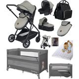 Baby Home Full Ekonomi Paket 9 In 1 Set 1010 Travel Sistem Bebek Arabası Ve Anne Yanı Beşik Oyun Parkı Yatak - Füme