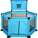 Baby Home Happy 2in1 Gevenli Bebek ve Çocuk Oyun Alanı Oyun Parkı Oyun Matı ve Topları - 150 x 70 x 67 - Mavi